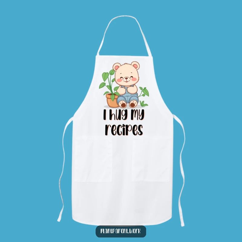 Funny Bear Cub Gardener Apron: Overalls Hugging Plant, Charming Funny Gift