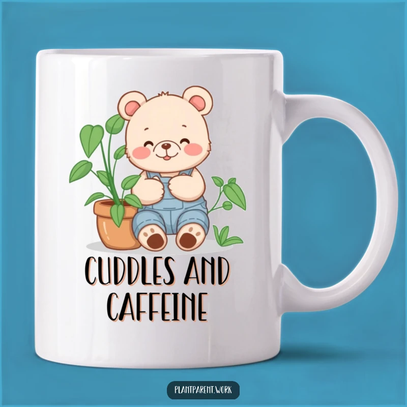 Funny Bear Cub Gardener Mug: Happy Overalls Cuddler, Perfect Funny Gift