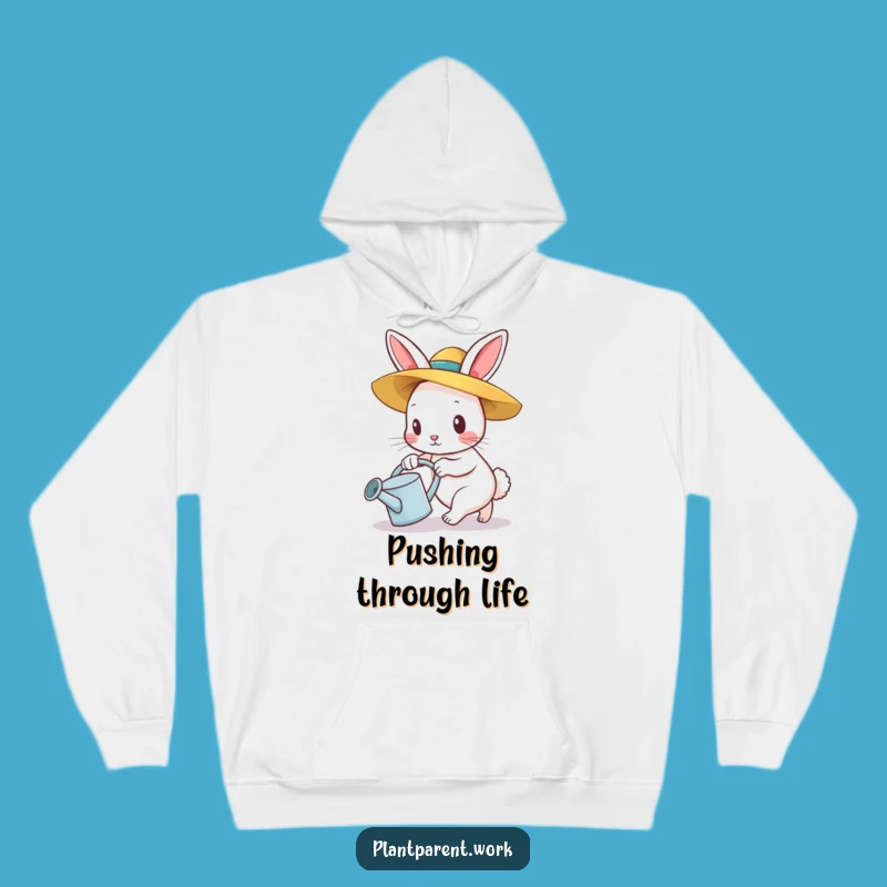 Funny Bunny Gardener Hoodie: Cozy Straw Hat Pusher, Ideal Funny Gift