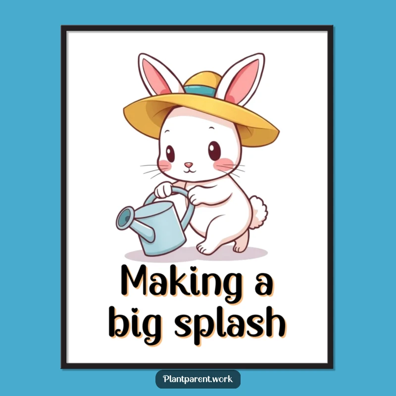 Free Printable Wall Art: Funny Bunny Farmer Watering, Charming Downloadable Art for Home!