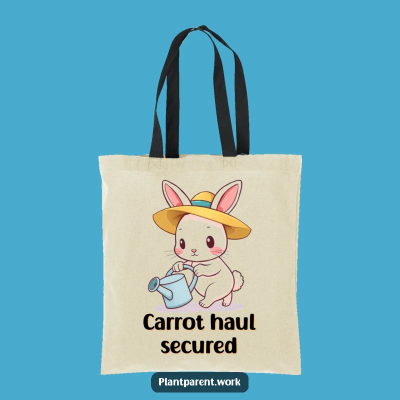 Funny Bunny Gardener Tote Bag: Determined Straw Hat Pusher, Practical Funny Gift